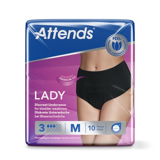 [430015-3N] Attends Lady Discreet 3, mutantine, M nero, 10 pz.