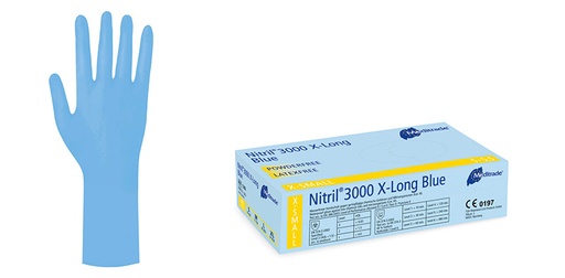 [470108N] Nitril® X-Long, blu, guanto da esplorazione, senza polvere, medio, 100 pz.