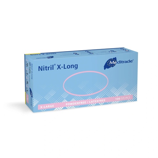 [470111N] Nitril® X-Long, blu, guanto da esplorazione, senza polvere, grande (8-8,5), 100 pz.