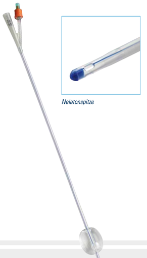 [480005N] GHC Catetere a 2 vie CAREFLOW, CH14, 40 cm, in silicone con punta Nelaton