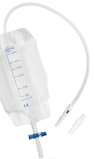 [480205N] GHC Beinbeutel CAREFLOW UB 500US, 500ml, 50cm, T-Ablauf mit Rückschlagventil