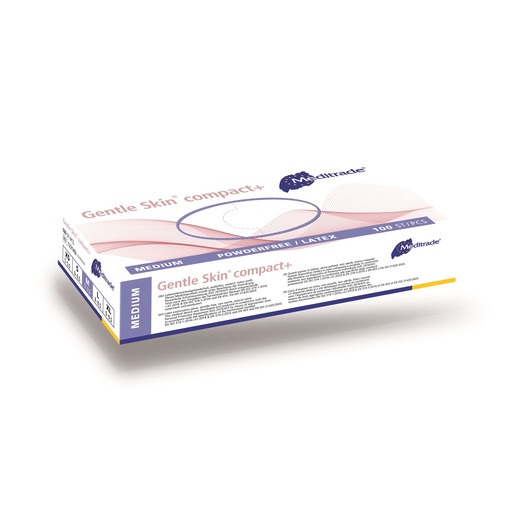 [470021-1N] Gentle Skin® compact+, latex glove, powder-free, white, Medium (7-7.5), 100 pcs.