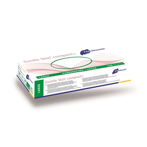 [470022-1N] Gentle Skin® compact+, Latex Handschuh, puderfrei, weiss, Large (8-8.5), 100 Stk.