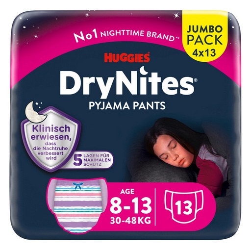 [433005-1N] Huggies Drynites mutandine da notte bambina, 8-13 anni, 2154032, 13 pz.