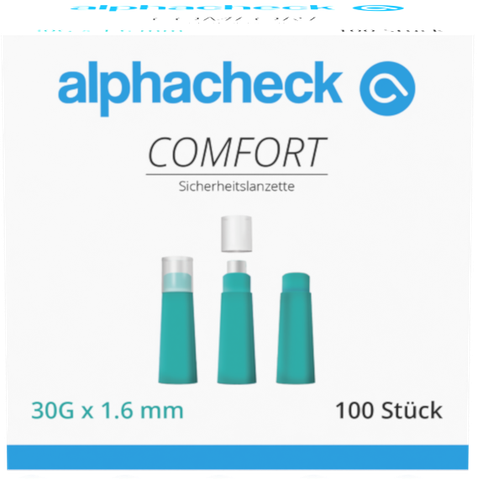 [400614N] Comfort disposable safety lancets alphacheck, automatic retracting needle, 30G, 1.6 mm, sterile, 100 pcs.