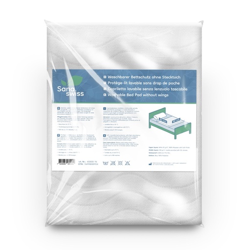 [450000-1N] SANAswiss Textile Bettschutzauflage, Bed Mat, 85 x 90 cm, waschbar ohne Stecktuch/flaps